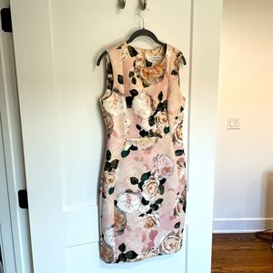 Calvin Klein Sleeveless Knee Length Dress - Pink Peonies